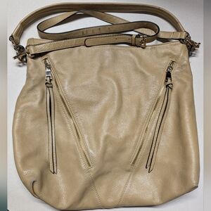 Elegant Tan Large Leather Shoulder Bag Satchel Made In Canada Soft